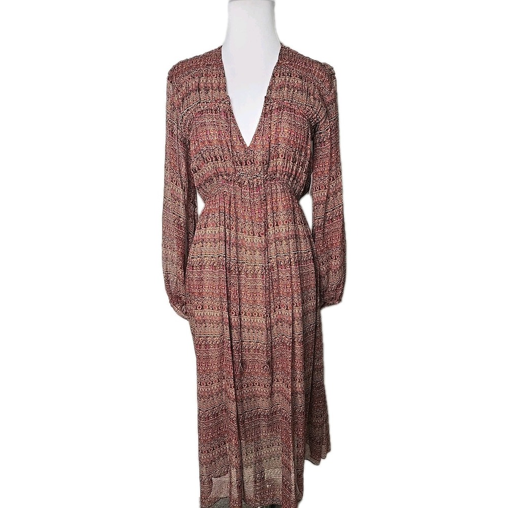 Joie Alquina Silk Midi Dress Women's Anise Flower Multi V-Neck Size XS NWT $448